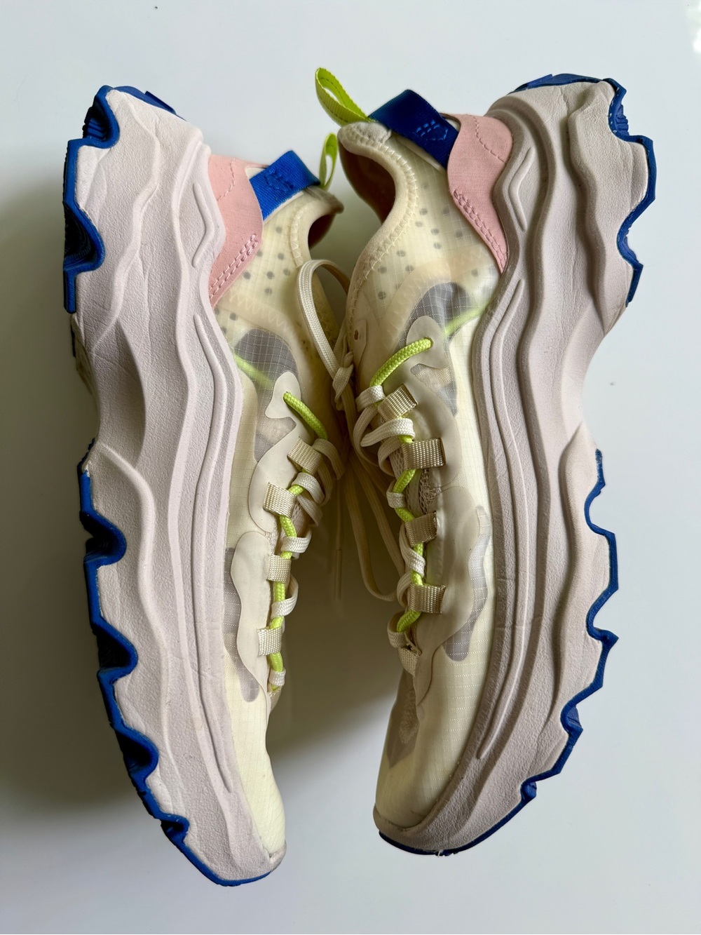 Sorel Cream and Pink Athletic Sneakers with Neon Yellow Accents - Picture 5 of 6